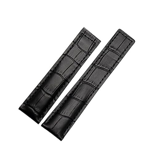 SCRUBY Echtes Lederarmband 19mm 20mm 22m für Tag Heuer Armband Herren Armbanduhren Band Zubehör Faltschließe Lederarmband(Black no buckle,19mm) von SCRUBY