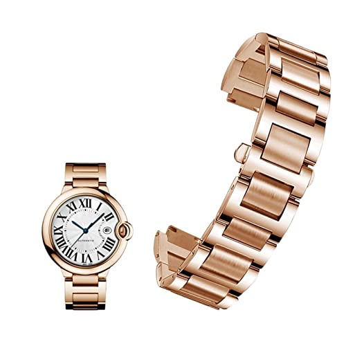 SCRUBY Edelstahl Lug End Armband für Cartier Ballon Bleu Serie 20 * 12mm 18 * 11mm 14 * 8mm W6920046 Riemen Damen Herren Armband(Rose gold,22-14mm) von SCRUBY