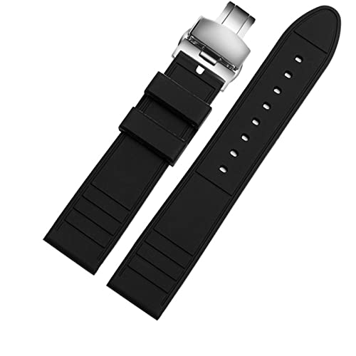 SCRUBY Längerer Riemen 20mm 22 mm Silikon Sportwachenband Tauch wasserdichtes Gummi Männchen verlängert Ersatzwächter Uhr Accessorie Accessorie(No line deploy clasp,20mm) von SCRUBY