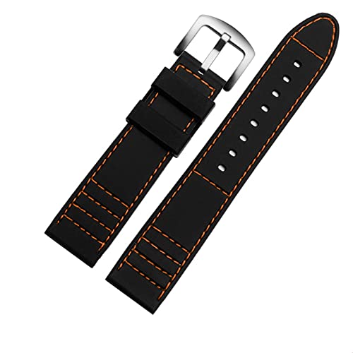 SCRUBY Längerer Riemen 20mm 22 mm Silikon Sportwachenband Tauch wasserdichtes Gummi Männchen verlängert Ersatzwächter Uhr Accessorie Accessorie(Orange pin clasp,22mm) von SCRUBY