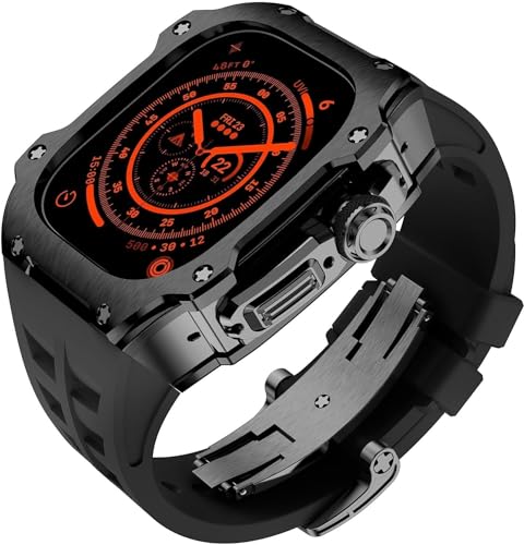 SCRUBY RM Style Edelstahl Uhrengeh?use + Sport Gummi Uhrenarmband Herren Damen Uhr Mod Kit, Für Apple Watch Ultra 49MM DIY Modifikation Kit Ersatz Uhr Armband Zubeh?r, 49 mm, Achat von SCRUBY