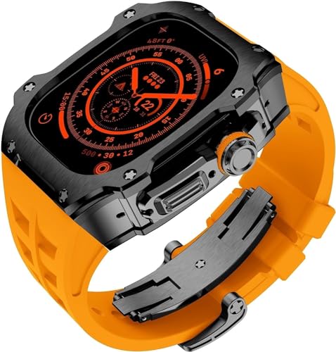 SCRUBY RM Style Edelstahl Uhrengeh?use + Sport Gummi Uhrenarmband Herren Damen Uhr Mod Kit, Für Apple Watch Ultra 49MM DIY Modifikation Kit Ersatz Uhr Armband Zubeh?r, 49 mm, Achat von SCRUBY