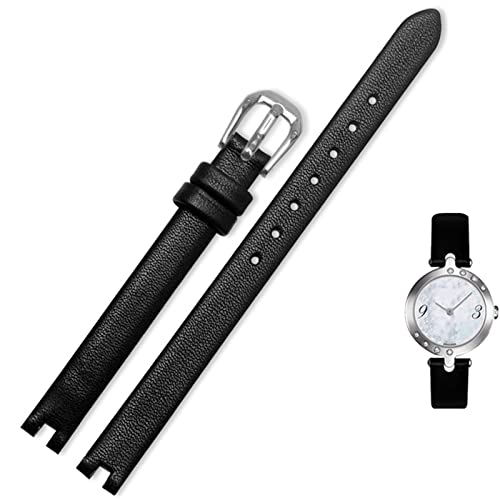 SCRUBY Rindsleder-Uhrenarmband ist geeignet für Tissot Notched Strap 1853 Flamenco Serie T003/209 Damen-Uhrenkette 8 10 12 mm Schwarz(F,12mm) von SCRUBY
