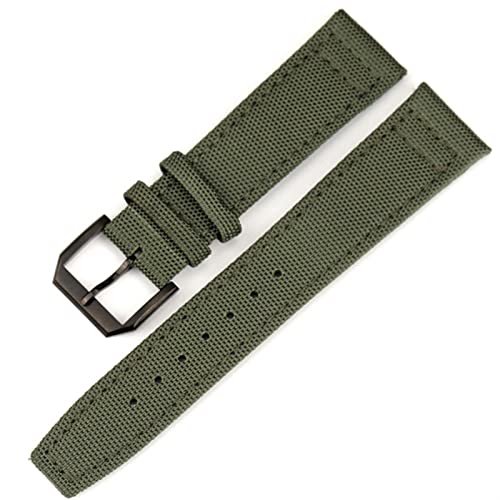 SCRUBY Sehen Sie sich Band für IWC Pilot sieht Portugieser zu Men Insurance Clasp Gurt Uhr Accessoires Nylon Leder Uhren Armband Kette(Green-Black Clasp,20mm) von SCRUBY