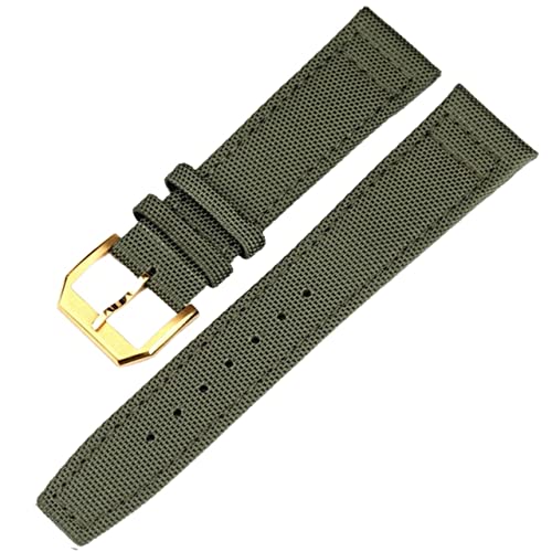 SCRUBY Sehen Sie sich Band für IWC Pilot sieht Portugieser zu Men Insurance Clasp Gurt Uhr Accessoires Nylon Leder Uhren Armband Kette(Green-Gold Clasp,20mm) von SCRUBY