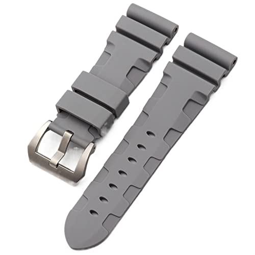 SCRUBY Uhrenarmband aus Naturkautschuk, 26 mm, für Panerai Submersible Luminor PAM, Schwarz, Blau, Rot, Orange, mit Schmetterlingsverschluss(Gray Pin,26mm SPin) von SCRUBY