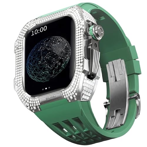 SCRUBY Uhrenmodifikationsset, Luxus-Uhrenarmband-Kit für Apple Watch 8 Ultra 45 mm, luxuri?ses Viton-Armband, Titan-Geh?use für iWatch 7, 8, 45 mm, Upgrade-Modifikation, 45 mm, Achat von SCRUBY