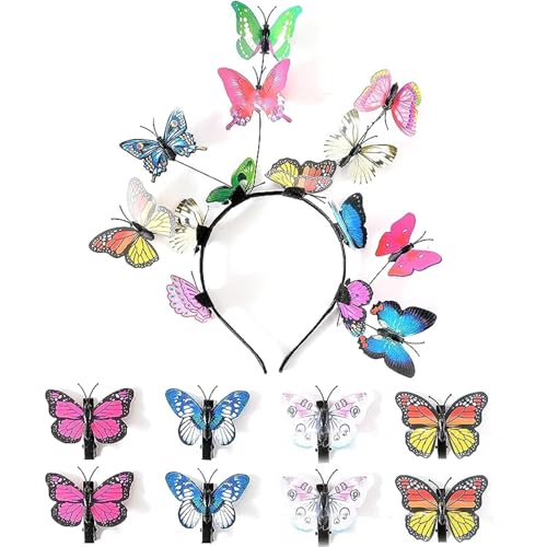 3D-Schmetterlings-Stirnband für weibliche Mädchen 2024, Festival-Kopfschmuck, Bühnenparty, Haarstyling-Zubehör, Schmetterlings-Haarband von SCUDGOOD