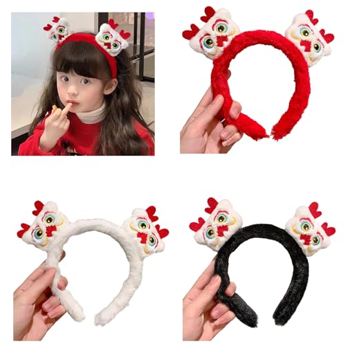 Chinesisches Tier-Stirnband für Damen und Mädchen, niedliche Dekoration, Kopfbedeckung, Plüschtier für Neujahr, Haarreifen von SCUDGOOD