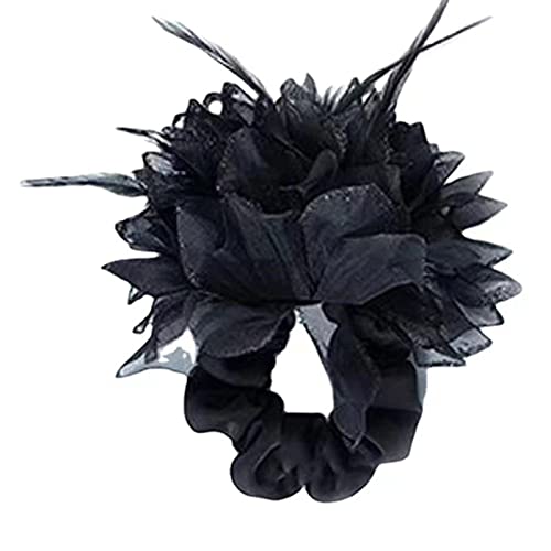 Feder Haargummi Haargummi Große Schwarze Blumen Kopfbedeckung Dekorative Kopfbedeckung Elastisches Haarseil Accessoire Blumen Blumen Feder Haargummi Haargummis Für Mädchen Und Damen 1920er von SCUDGOOD