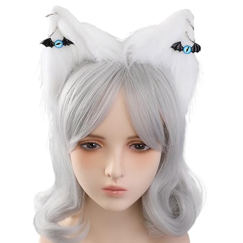 Plüsch-Ohr-Stirnbänder mit Auge und Schleife, Plüsch-Stirnbänder für Anime-Themenversammlungen, Halloween-Geschenk für Mädchen, Katzen, Ohren-Stirnbänder, Erwachsenengröße, Katzenohr-Stirnbänder zum von SCUDGOOD