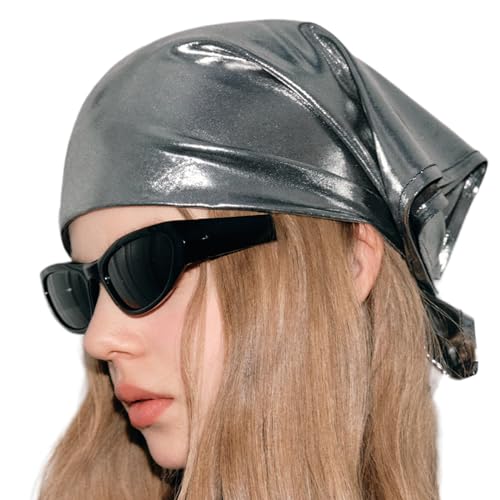 SCUDGOOD Club Bandana Haartuch Kopftuch Handgemachte Kopfbedeckung Kopftuch Subkultur Blingbling Silber Futuristen Kopftuch Für Damenhaare von SCUDGOOD