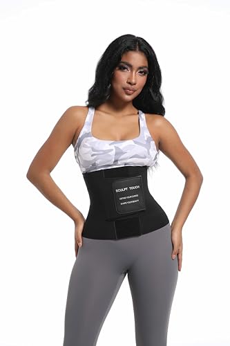 SCULPT TOUCH Damen Taillentrainer Korsett Bauchkontrolle Shapewear Gürtel für Workout Schwarz, Schwarz, Small von SCULPT TOUCH