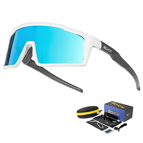 SCVCN Polarisierte Radfahrerbrille Sonnenbrille mit 3 Austauschbaren Gläsern für Männer Frauen Laufen Volleyball Tennis Autofahren Angeln Softball Bergsteigen Golf Wandern HD Hochkontrastlinsen 04 SCVCN Polarisierte Radfahrerbrille Sonnenbrille mit 3 Austauschbaren Gläsern für Männer Frauen Laufen Volleyball Tennis Autofahren Angeln Softball Bergsteigen Golf Wandern HD Hochkontrastlinsen 04 von SCVCN