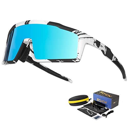 SCVCN Polarisierte Radfahrerbrille Sonnenbrille mit 3 Austauschbaren Gläsern für Männer Frauen Laufen Volleyball Tennis Autofahren Angeln Softball Bergsteigen Golf Wandern HD Hochkontrastlinsen 10 SCVCN Polarisierte Radfahrerbrille Sonnenbrille mit 3 Austauschbaren Gläsern für Männer Frauen Laufen Volleyball Tennis Autofahren Angeln Softball Bergsteigen Golf Wandern HD Hochkontrastlinsen 10 von SCVCN