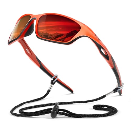 SCVCN Polarisierte Sport-Sonnenbrille für Herren und Damen - UV400 Schutz - Fahrradbrille, ideal zum Golfen, Radfahren, Laufen, Autofahren und Angeln im Freien 11 rot von SCVCN