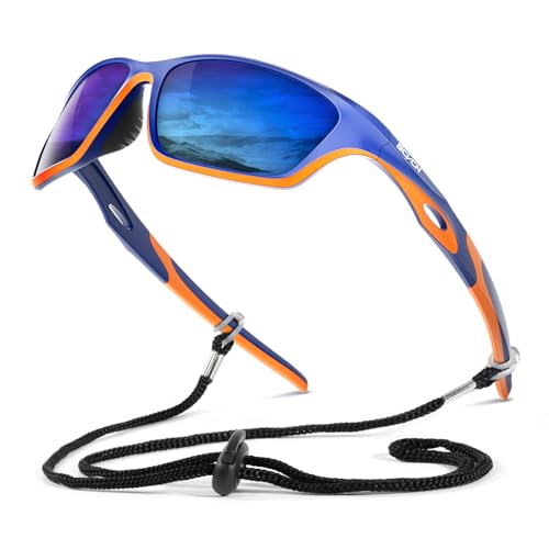 SCVCN Polarisierte Sport-Sonnenbrille für Herren und Damen - UV400 Schutz - Fahrradbrille, ideal zum Golfen, Radfahren, Laufen, Autofahren und Angeln im Freien 12 blau gelb von SCVCN