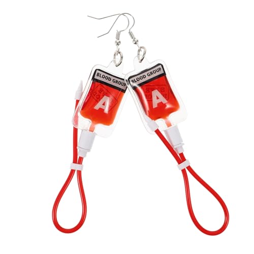 1 Paar kreative Ohrringe gruselige trendige baumelnde funky Frauen klobig künsches künstlich kleines Halloween -Reiz Dangle Ohrringe Anhänger Neuheit Form Party für Drop Dangle Legierung rot von SCWZZWSY