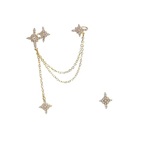 1 Paar sternsernte Ohrringe Stars Frauen für asymmetrische Ohrdekoration Chic Ohrhänger Ohrschmuck Ohr Drop Frau Ohrringe Langes Ohr Dekore Sternohr Dekore En Legierung von SCWZZWSY