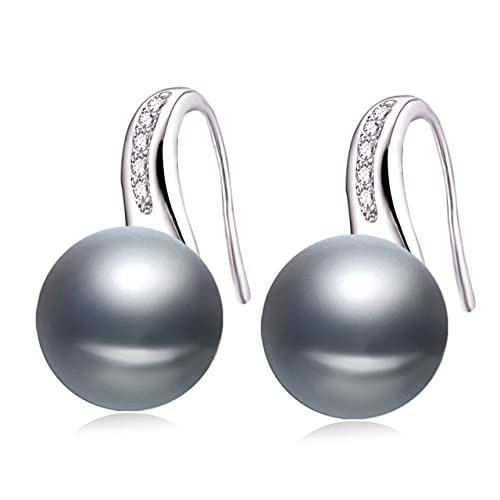 100% echte natürliche Perlenohrringe, Frischwasserperlenohrringe für Frauen weiße Perlenohrringe 925 Schmuck Geburtstag von SCWZZWSY