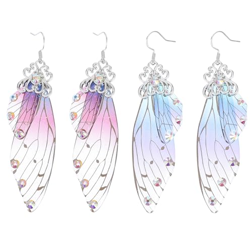2 Paare stilvolle Schmetterlingsflügelohrringe verschiedene Farbohrclips bequeme Ohrhänger für Frauen elegantes Design für jeden Anlass 2 Paare stilvolle Schmetterlingsflügelohrringe verschiedene Farbohrclips bequeme Ohrhänger für Frauen elegantes Design für jeden Anlass von SCWZZWSY