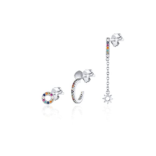 3pcs/set echte Stollenohrringe für Frauen farbenfrohe gemischte durchdringende Ohrring -Schmuck Pendientes 3pcs/set echte Stollenohrringe für Frauen farbenfrohe gemischte durchdringende Ohrring -Schmuck Pendientes von SCWZZWSY