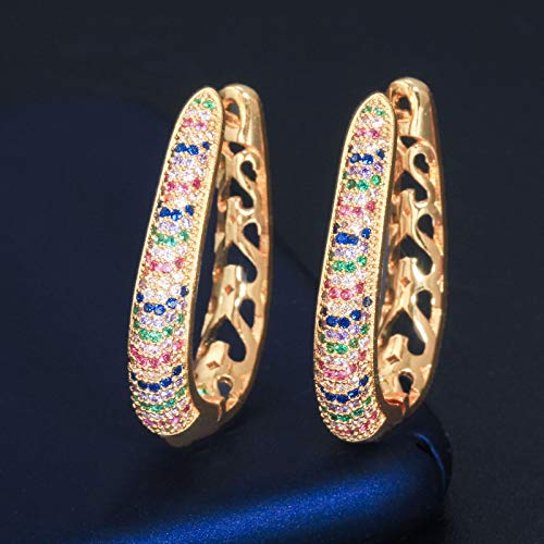 Circle Round Dangle Multi -farbig kubisch Zirkonkristall -Hoop -Ohrringe für Frauen von SCWZZWSY