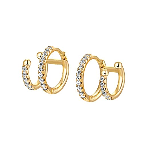 Doppel -Diamant -Zirkonohr -Ohr -Clip -Ohrringe für Frauen kein durchdringender Ohrringschmuck von SCWZZWSY