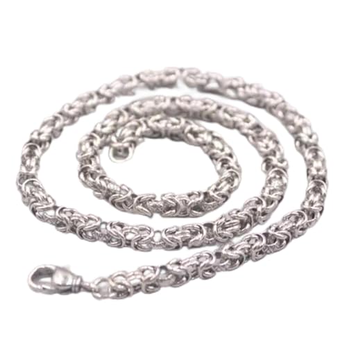 Echte 925 Silber Halskette geschnitzt byzantinische Halskette 29-30G/19.7inch von SCWZZWSY
