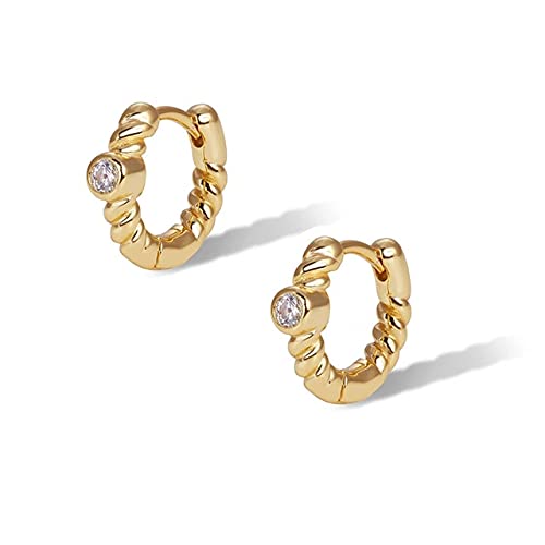 Feiner Schmuck echte Reifenohrringe für Frauen Kristall Zirkon durchdringten Ohrring von SCWZZWSY