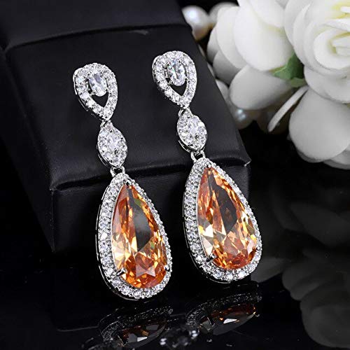 Micro Pave Water Drop Crystal Long Ohrringe für Frauen mit Zirkonsteinen Sicht Micro Pave Water Drop Crystal Long Ohrringe für Frauen mit Zirkonsteinen Sicht von SCWZZWSY