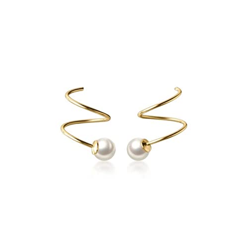 Ohrringe, Bolzenohrringe - 925 Sterling Silber Frauen 5mm Perle Ohrknochen Ohrschnalle Ring dicht gepackt Mini -Doppelringohrringe von SCWZZWSY