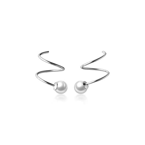 Ohrringe, Bolzenohrringe - 925 Sterling Silber Frauen 5mm Perle Ohrknochen Ohrschnalle Ring dicht gepackt Mini -Doppelringohrringe von SCWZZWSY