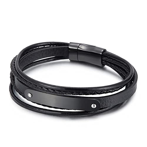 Personalisierte Geschenke Armbänder Herren Gravur Punk Armbänder Edelstahlarmband mit Magnetverschluss von SCWZZWSY
