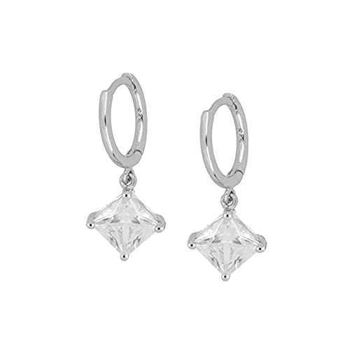 Quadratische Zirkonperlen echte Hoop -Ohrringe für Frauen rund durchdringende Ohrringschmuck Pendientes von SCWZZWSY