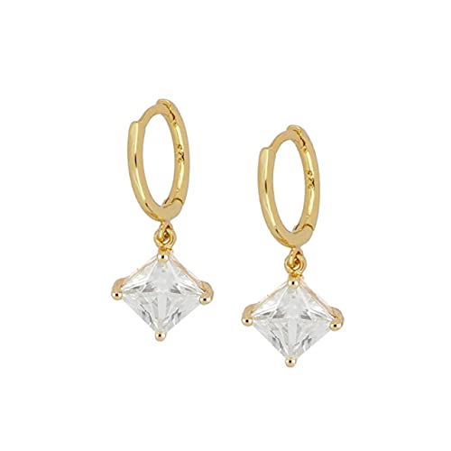 Quadratische Zirkonperlen echte Hoop -Ohrringe für Frauen rund durchdringende Ohrringschmuck Pendientes von SCWZZWSY