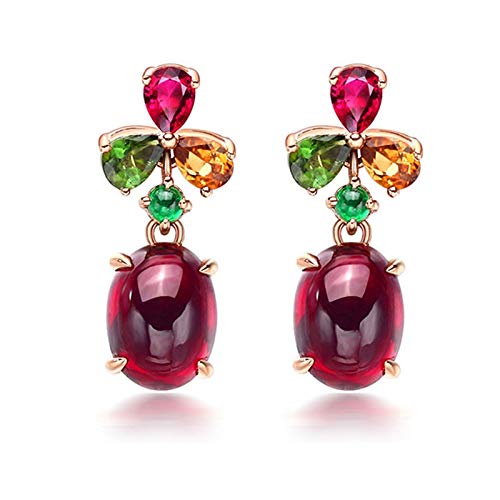 Rote Granat Turmaline Ohrringe Bunte Edelsteine Drop Ohrringe für Frauen Hochzeit S Rote Granat Turmaline Ohrringe Bunte Edelsteine Drop Ohrringe für Frauen Hochzeit S von SCWZZWSY