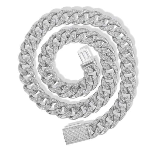 SCWZZWSY 14 K Gold Over S925 Eye Design Hip-Hop-Halskette männlich mit kubanischer Kette Moisanit Micro-Pave Geschenk Bling Style Street Style, 22 Inch, A von SCWZZWSY