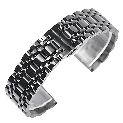 SCWZZWSY 20 mm 22 mm massives Edelstahlgurt Armband Männer Damen Watch -Gurt -Ersatzknopf versteckte Verschluss Armband (Bandfarbe: Schwarz, Bandbreite: 20 mm) von SCWZZWSY