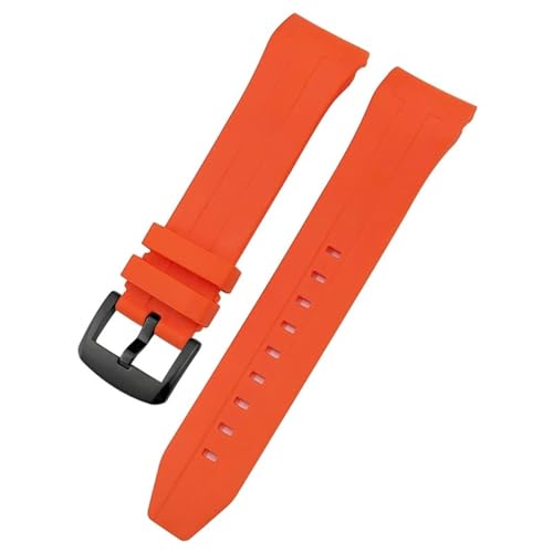 SCWZZWSY 21mm 22 mm gebogenes Ende Gummi -Uhrband für T120 Seastar T120407A T120417A Schwarz Orange Silikon Uhrenhaltrist Armband von SCWZZWSY