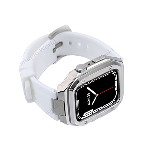 SCWZZWSY 44mm 45mm Gummi-Modifikationsset-Armband für Band Mod Kit Stahl-Metall-Luxusgehäuse Correa IWatch Serie 8 7 6 SE 5 4 SCWZZWSY 44mm 45mm Gummi-Modifikationsset-Armband für Band Mod Kit Stahl-Metall-Luxusgehäuse Correa IWatch Serie 8 7 6 SE 5 4 von SCWZZWSY