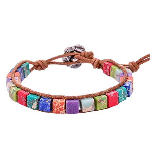 SCWZZWSY 7 Chakra -Armband Frauen Achate Edelstein Verstellbare bunte geflochtene Schmuck für Mädchen, Schmuckkette, Armbänder von SCWZZWSY