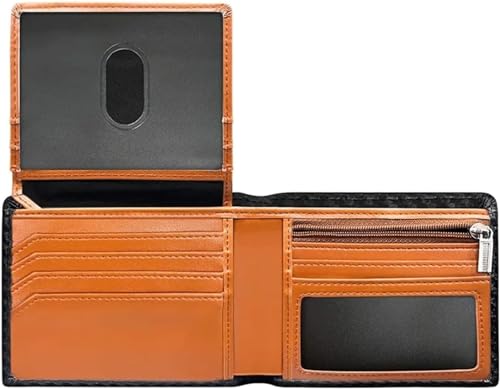 SCWZZWSY AteEco Bi-Fold Wallet Slim Carbon Fiber Kontrastfarbe RFID-blockierendes Leder Reißverschluss Münzfach Herrenbrieftasche von SCWZZWSY