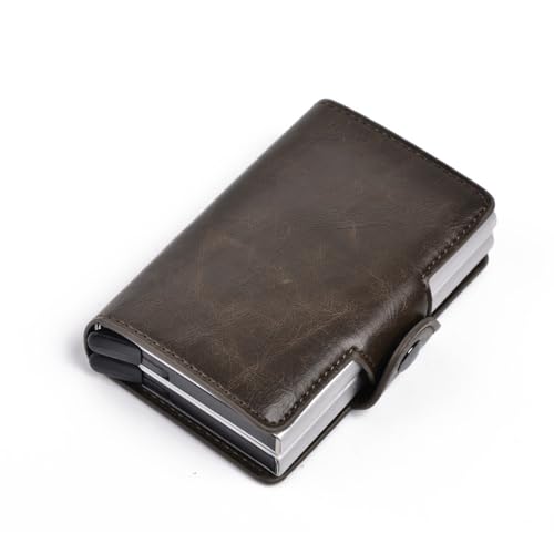 SCWZZWSY Automatisches Business-Kreditkartenetui, intelligentes Mini-Bankkartenetui aus Leder, Aluminium-Kartenetui, Vintage-Abholbox aus Metall von SCWZZWSY