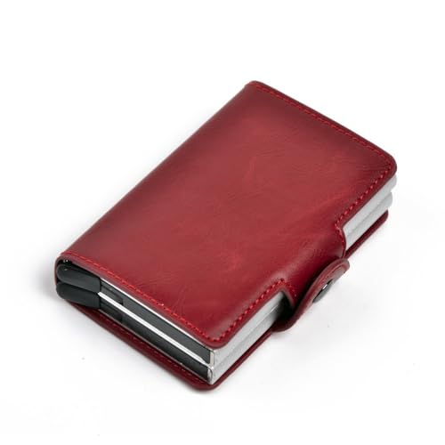 SCWZZWSY Automatisches Business-Kreditkartenetui, intelligentes Mini-Bankkartenetui aus Leder, Aluminium-Kartenetui, Vintage-Abholbox aus Metall von SCWZZWSY