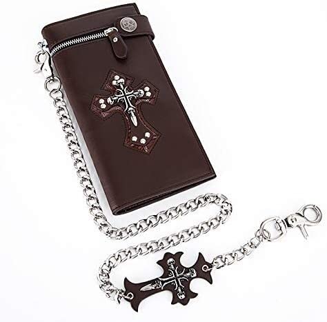SCWZZWSY Brieftasche Männer Punk-Stil Persönlichkeit Lange Brieftasche Schädel Kreuz Retro Brieftasche (Farbe: Schwarz a, Größe: A), Braun a, A von SCWZZWSY