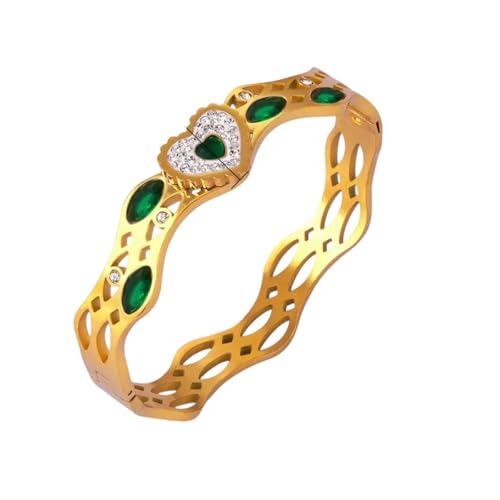 SCWZZWSY Buntes Edelstahl -Armreifen für Frauen eingelegtes Muschel Cz Stones Designer Armband Luxus Charme Schmuck Hochzeit Bankett Geschenk von SCWZZWSY