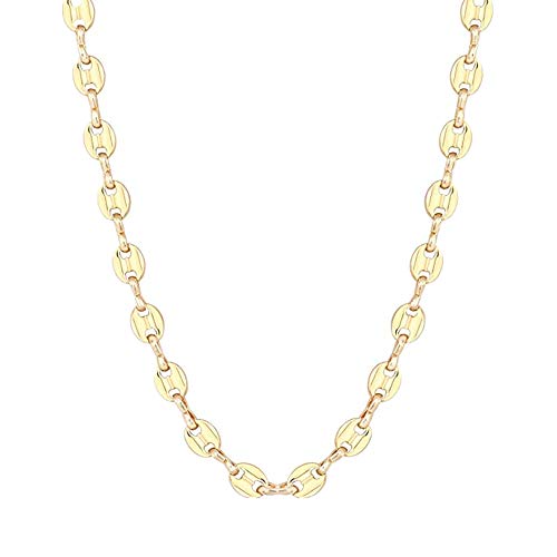 SCWZZWSY Café Bains 14 K vergoldete Ketten Donny aus Edelstahl Hiphop Flat Herringbone Link Schmuck für Frauen Mädchen von SCWZZWSY