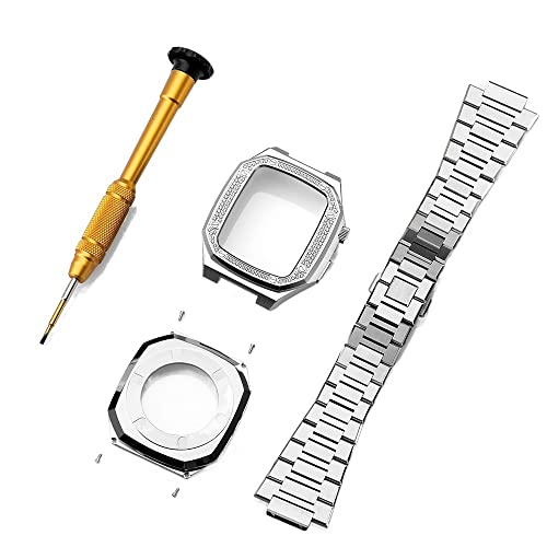 SCWZZWSY DIY für Band 7 6 Metall Edelstahl 45 mm 41 mm Uhr Gummiband -Set für iWatch 44mm Diamant -Gurt -Modifikation Kit SCWZZWSY DIY für Band 7 6 Metall Edelstahl 45 mm 41 mm Uhr Gummiband -Set für iWatch 44mm Diamant -Gurt -Modifikation Kit von SCWZZWSY