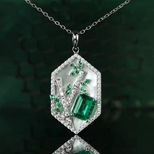 SCWZZWSY Dekorationen 925 Anhänger Halskette für Frauen Simulation Smaragdmalerei Muschel Halsketten in China Girl gemacht von SCWZZWSY